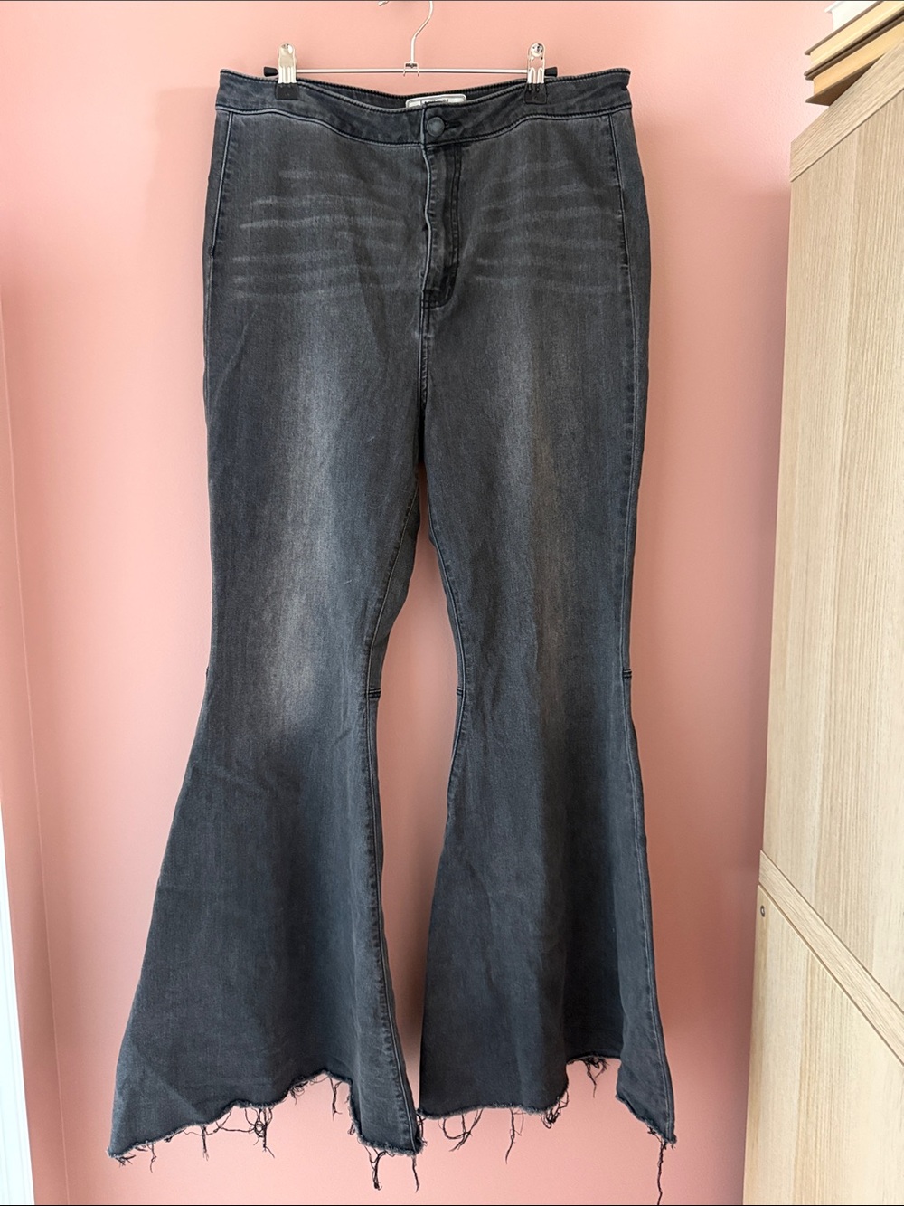 Free People Just Float On Flare Washed Black High-Rise jeans